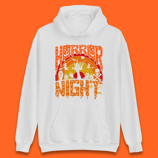 Halloween Horror Night Vintage Rainbow Flying witches Scary Boo Spooky Festive Night Unisex Hoodie