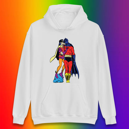 Batman X Robin Superhero Kiss Gay Pride LGBT Gay Bat Superheros Film DC Comics Unisex Hoodie