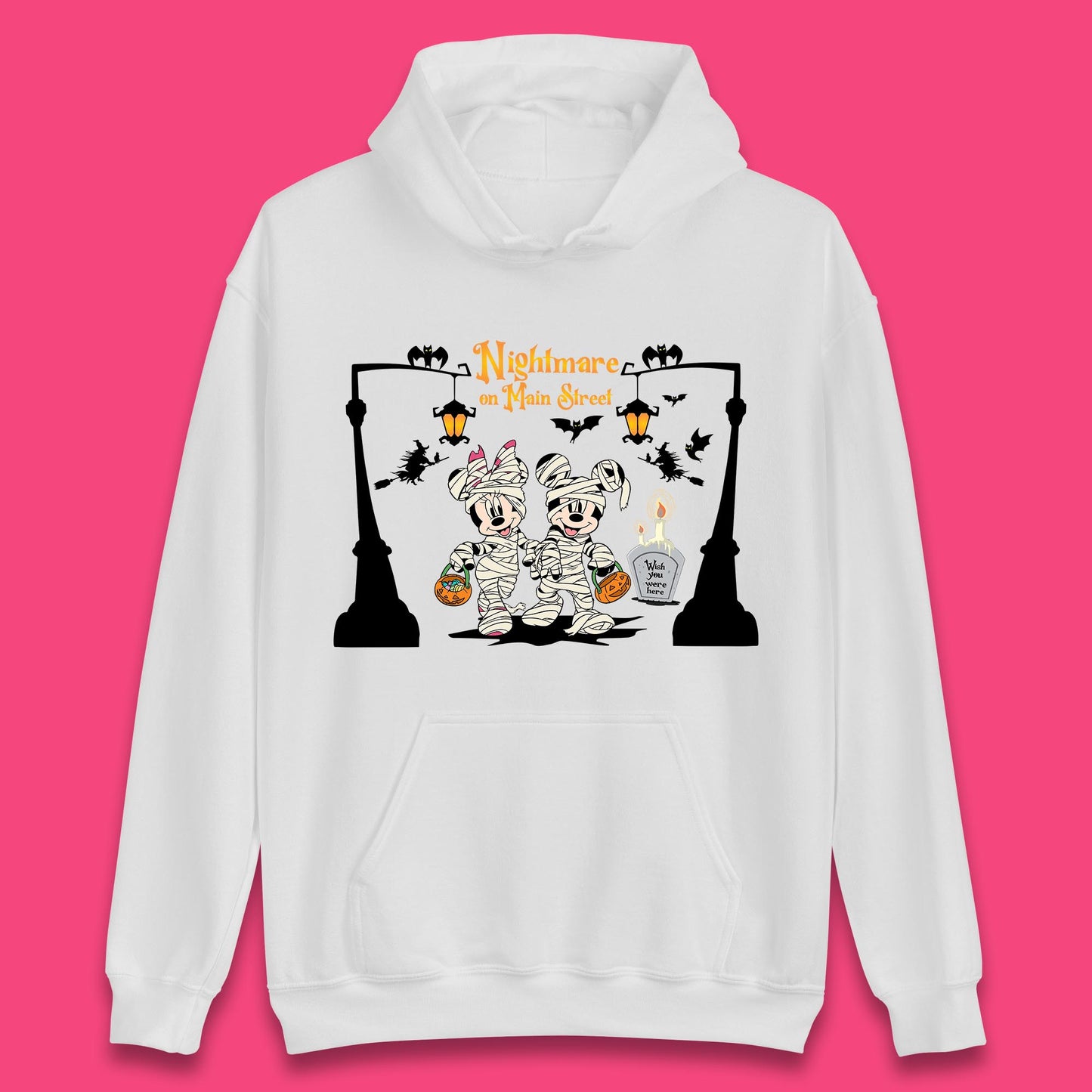 Nightmare On Main Street Disney Halloween Mickey Minnie Mouse Mummy Disneyland Trip Unisex Hoodie