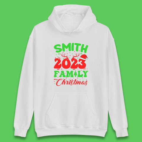 Personalised 2023 Family Christmas Your Name Xmas Matching Family Costume Unisex Hoodie