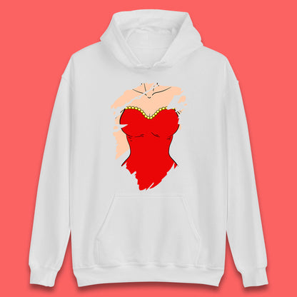 Beautiful Sexy Glamour Blonde Girl Stylish Trendy Dressing In Red Mini Dress Unisex Hoodie