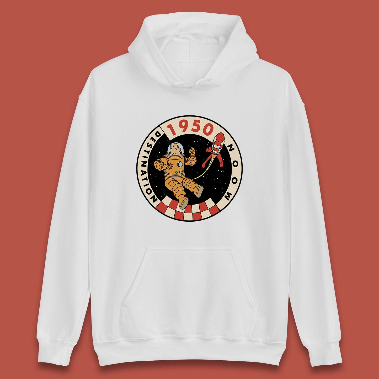 Destination Moon 1950 Astronaut Tintin The Lunar Rocket Retro Comic Space Adventure Unisex Hoodie