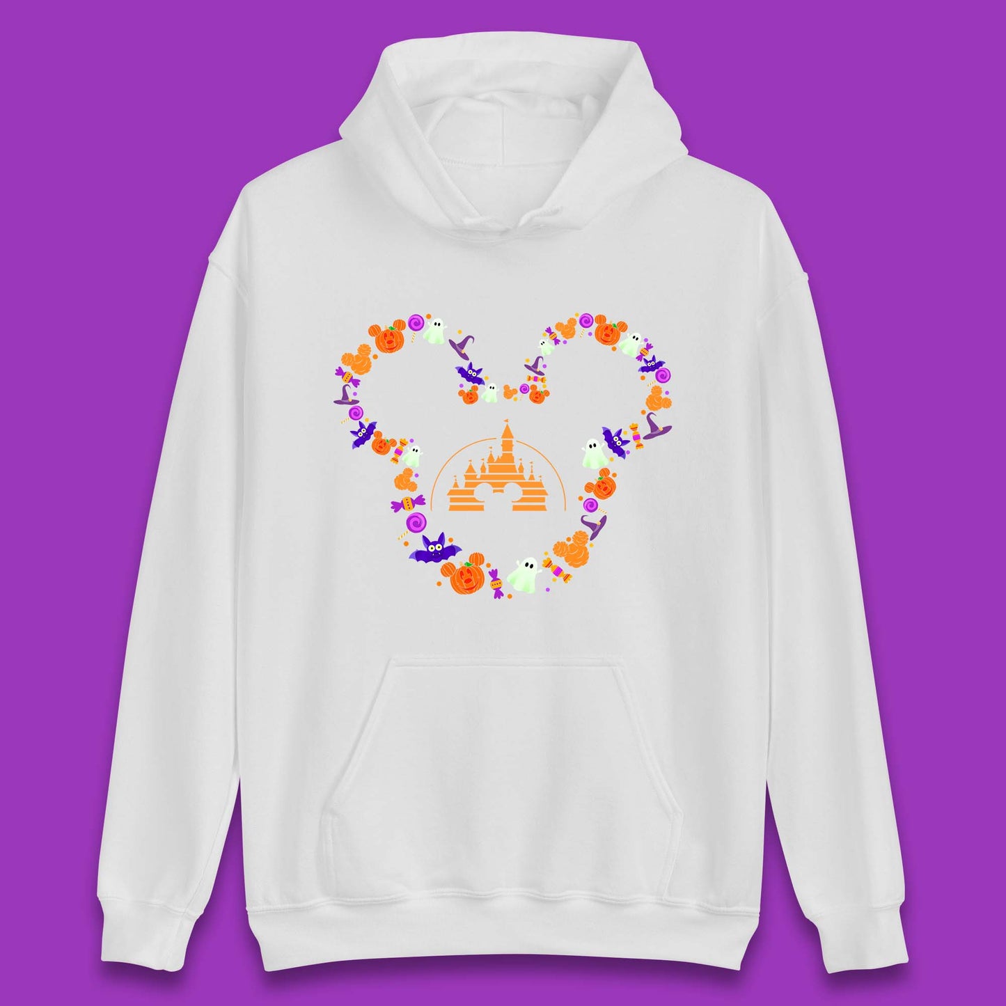 Disney Halloween Mickey Mouse Head Disney Castle Halloween Elements Horror Scary Unisex Hoodie