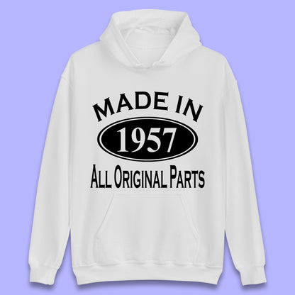 Made In 1957 All Original Parts Vintage Retro 66th Birthday Funny 66 Years Old Birthday Gift Unisex Hoodie