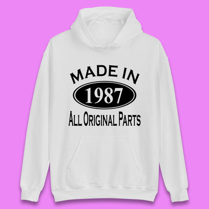 Made In 1987 All Original Parts Vintage Retro 36th Birthday Funny 36 Years Old Birthday Gift Unisex Hoodie
