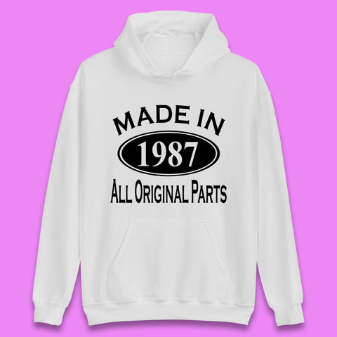 Made In 1987 All Original Parts Vintage Retro 36th Birthday Funny 36 Years Old Birthday Gift Unisex Hoodie
