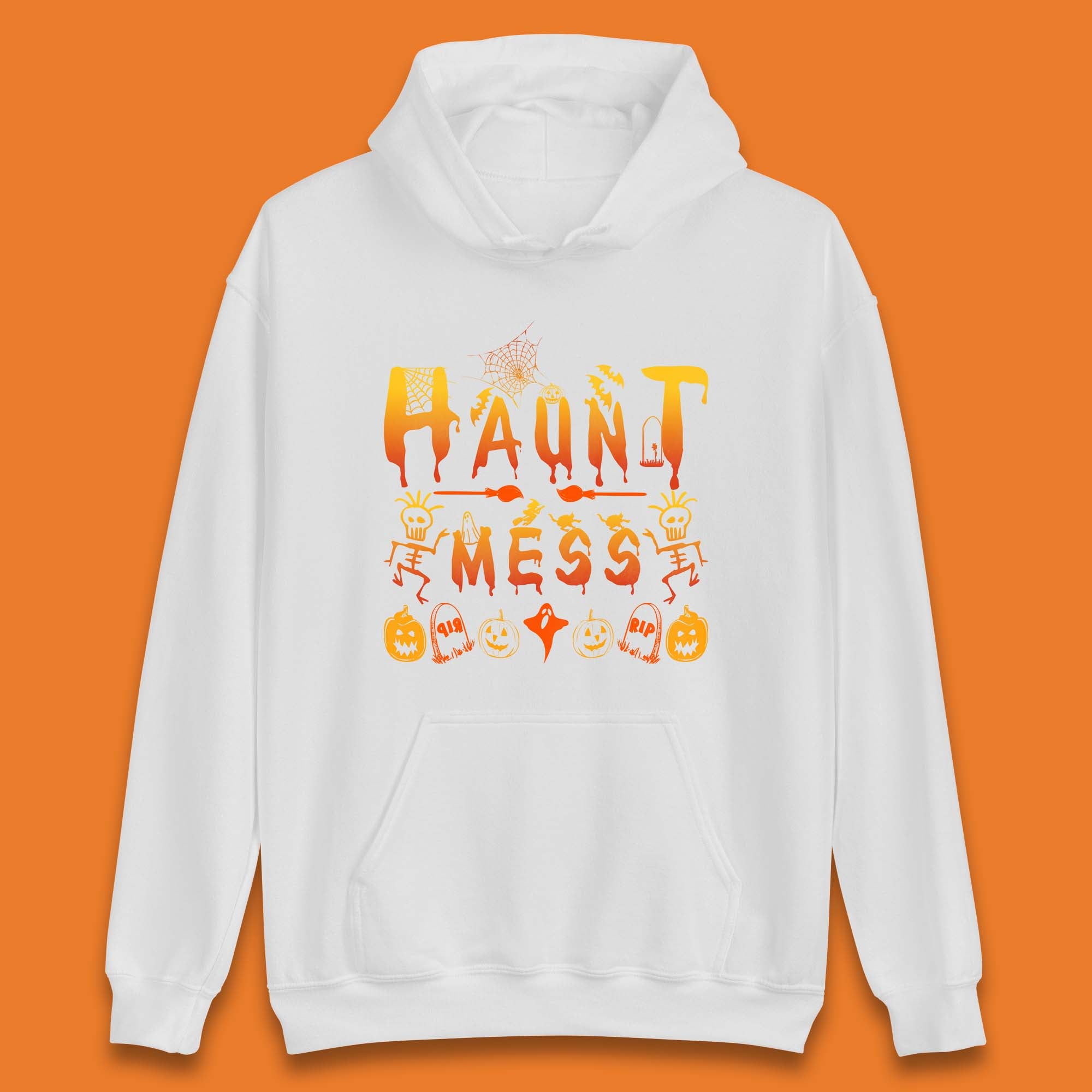Haunt Mess Halloween Ghost Horror Scary Spooky Ghost Costume Unisex Hoodie