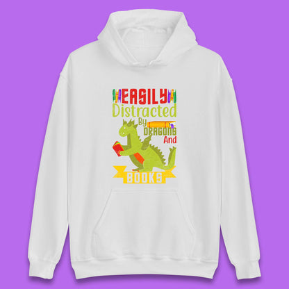 Easily Distracted By Dragons & Books Unisex Hoodie