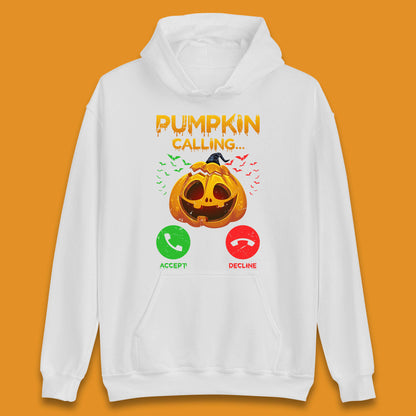 Halloween Pumpkin Calling Funny Phone Call Horror Scary Jack O Lantern Unisex Hoodie