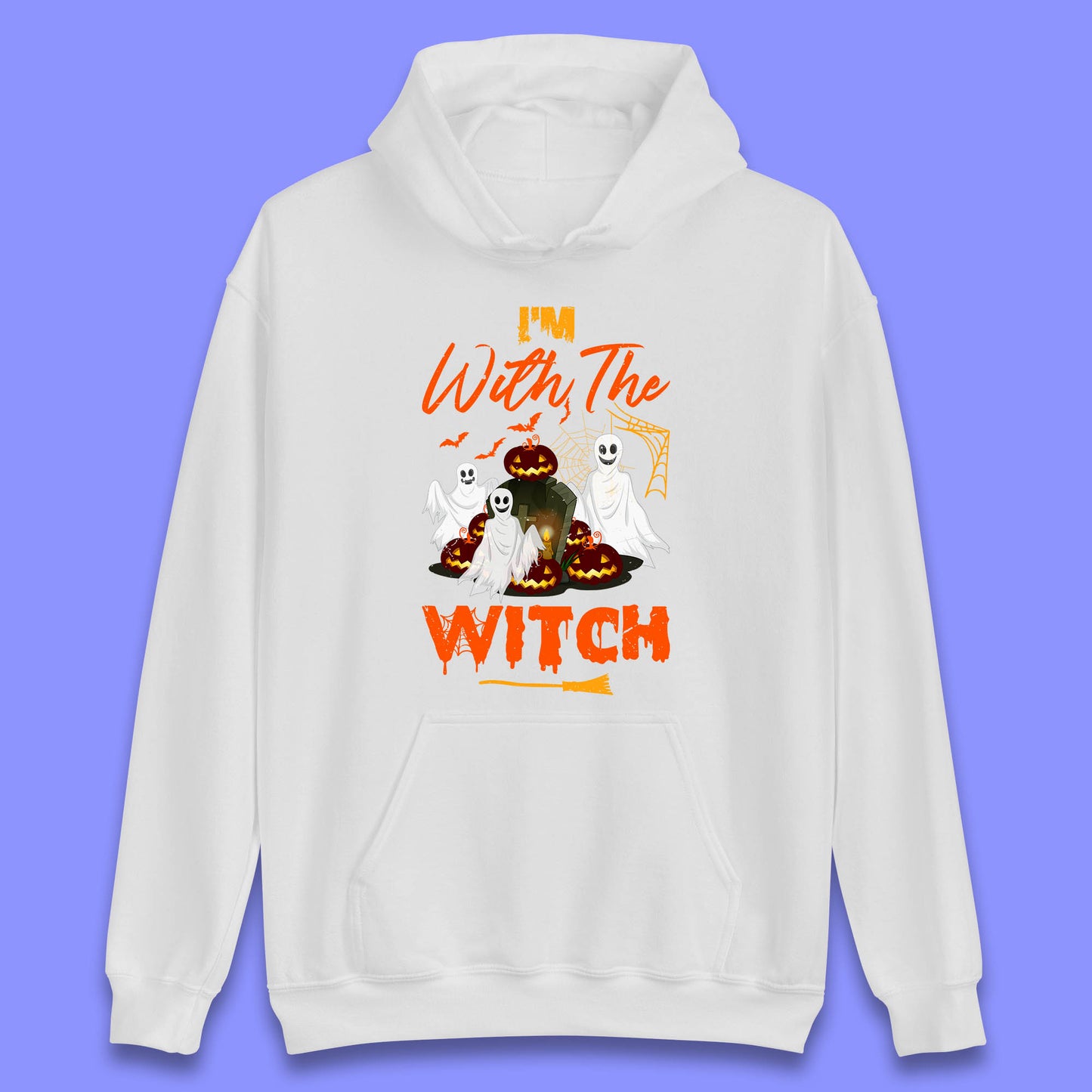 I'm With The Witch Halloween Ghosts With Jack-O-Lantern Horror Pumpkins Unisex Hoodie