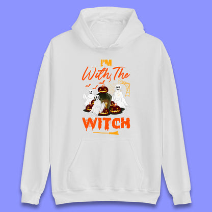 I'm With The Witch Halloween Ghosts With Jack-O-Lantern Horror Pumpkins Unisex Hoodie
