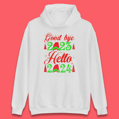 Good Bye 2023 Hello 2024 Merry Christmas Happy New Year Xmas Festive Celebration Unisex Hoodie