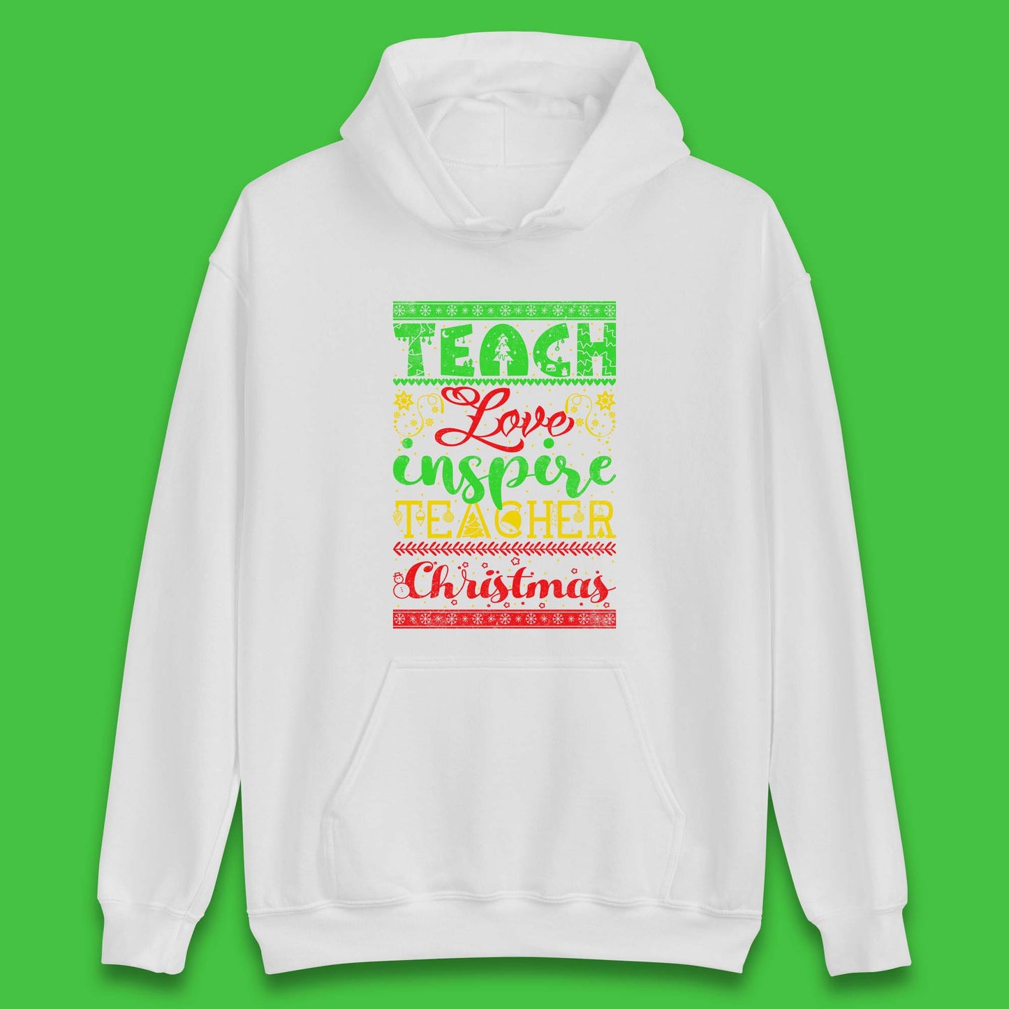 teach love inspire teacher christmas hoodie