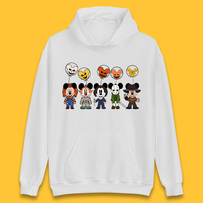 Disney Halloween Friends Horror Movie Characters Mickey Mouse Balloons Unisex Hoodie