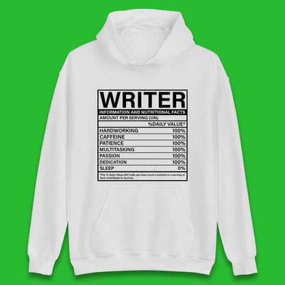 Writer Nutritional Facts Unisex Hoodie