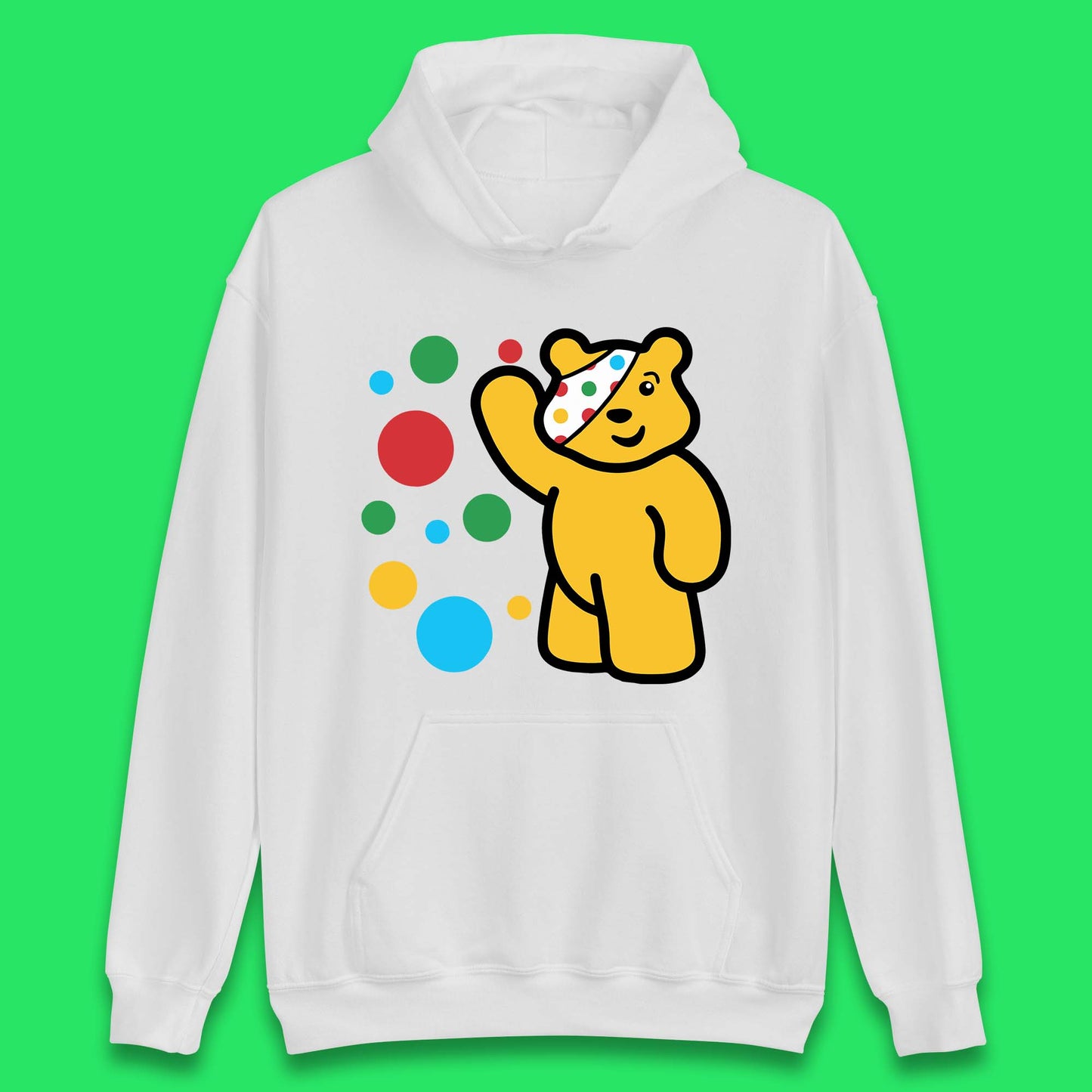 Spotty Pudsey Bear Hand Waving Dotty Spot Fundraising Children In Need Spotty Bear Spotty Day Unisex Hoodie