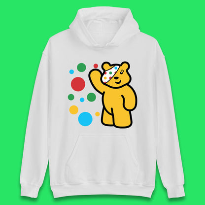 Spotty Pudsey Bear Hand Waving Dotty Spot Fundraising Children In Need Spotty Bear Spotty Day Unisex Hoodie