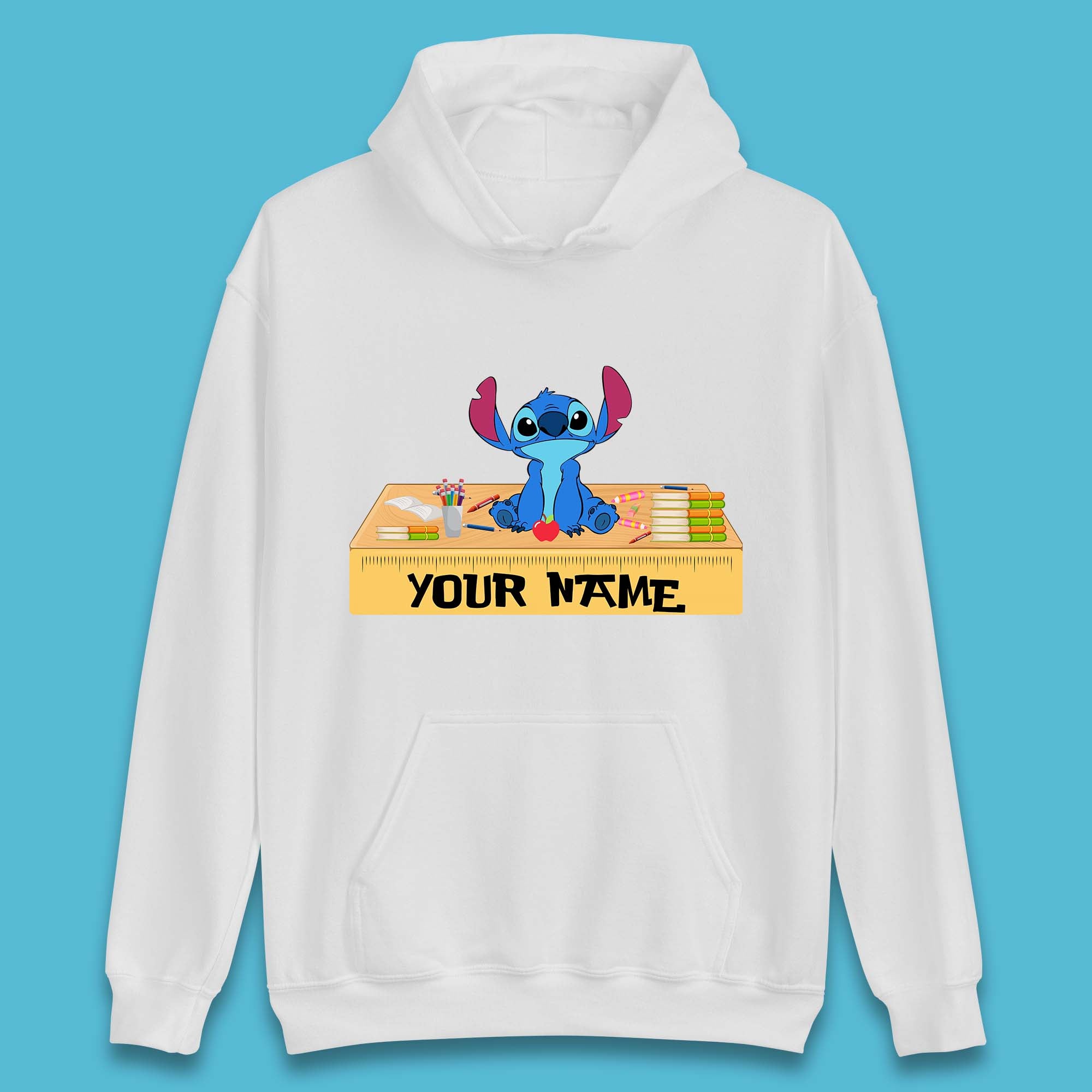 Personalised Disney Stitch Welcome Back To School Your Name Lilo & Stitch School First Day Of School Unisex Hoodie