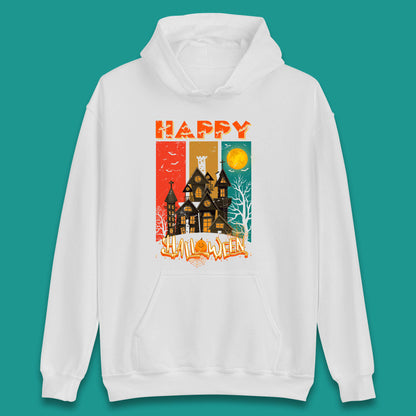 Happy Halloween Vintage Style Horror Scary Haunted House Unisex Hoodie