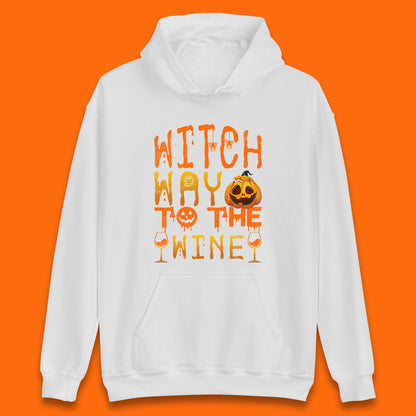 Witch Way To The Wine Funny Halloween Wine Drinking Lover Unisex Hoodie