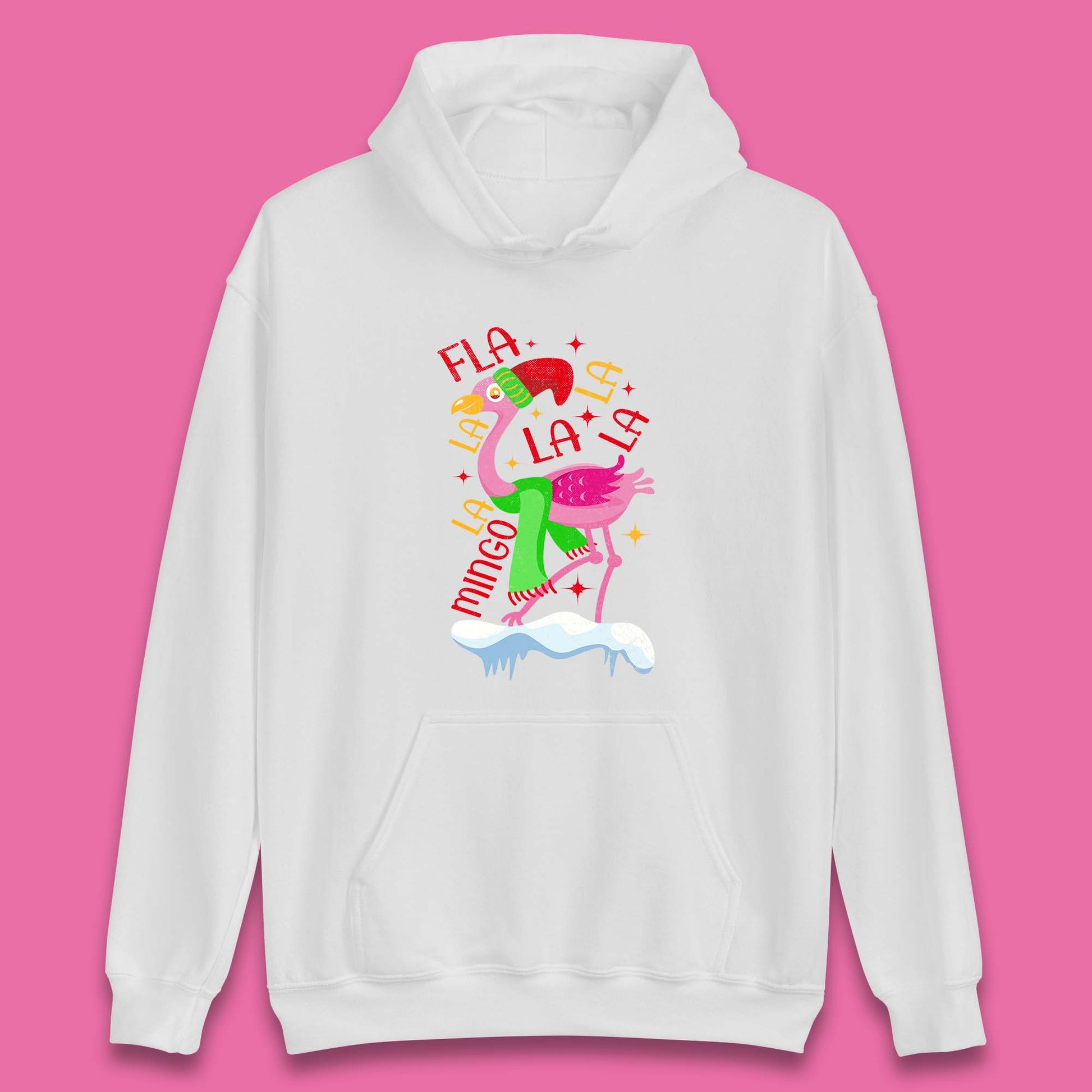 pink flamingo christmas hoodie