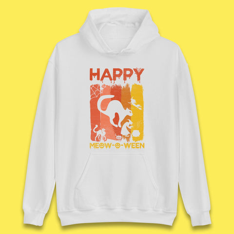 Happy Meow-O-ween Funny Halloween Black Cat Scary Spooky Unisex Hoodie