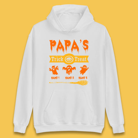 Personalised Papa's Trick Or Treat Halloween Custom Your Boo Ghost Children Names Scary Spooky Costume Unisex Hoodie