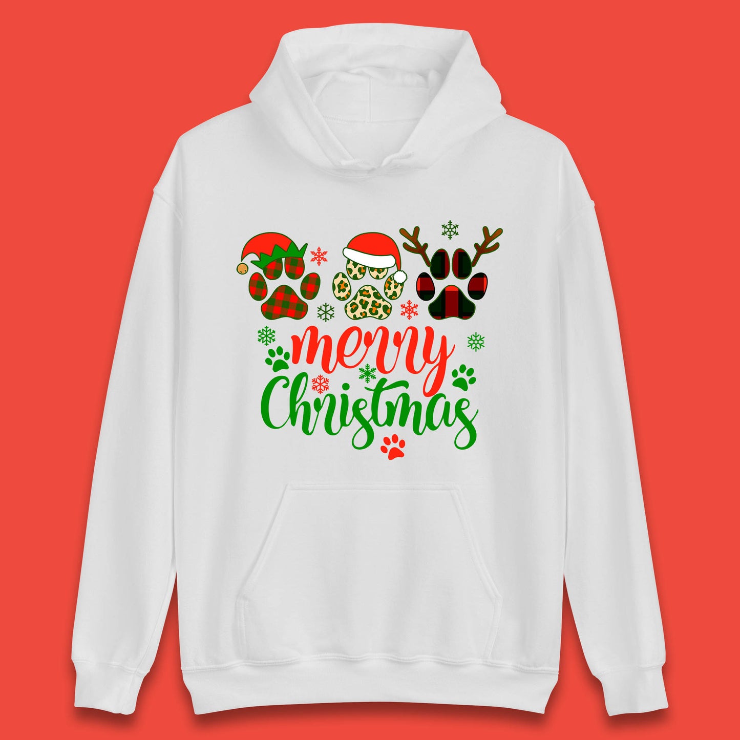 dog & cat paws christmas hoodie