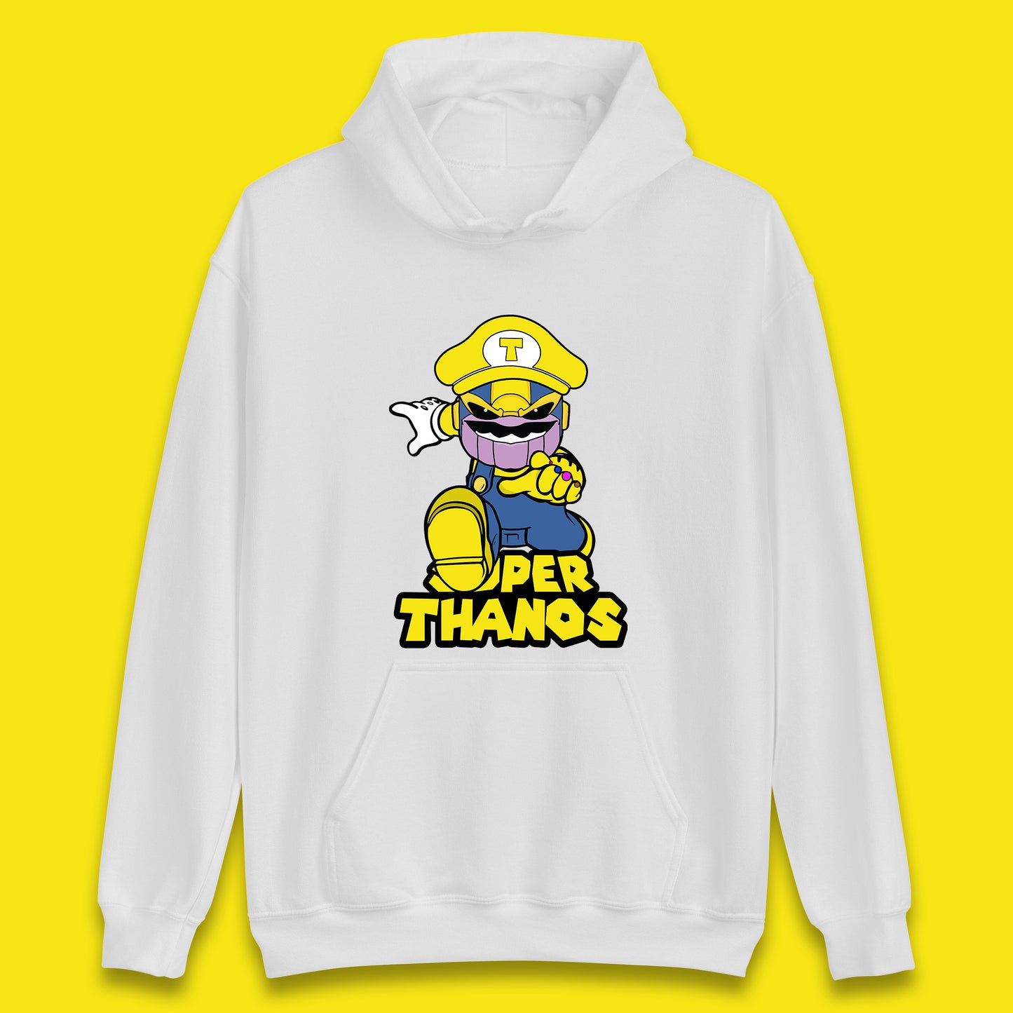 Super Thanos Marvel Infinity Gauntlet Super Mario Spoof Marvel Nintendo Game Series Wario Thanos Fictional Character Unisex Hoodie
