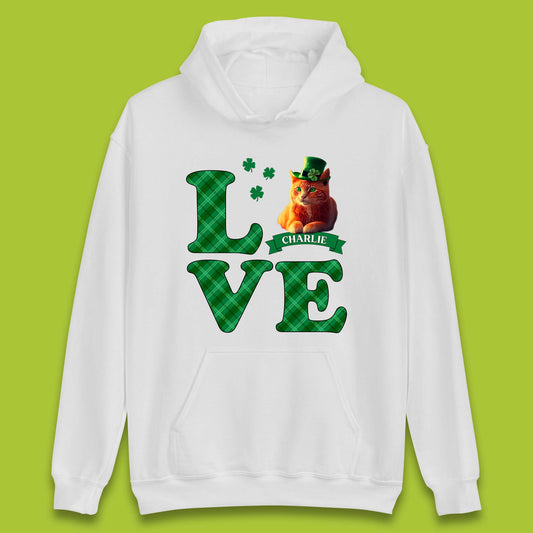 Personalised Love St. Patrick's Cat Unisex Hoodie