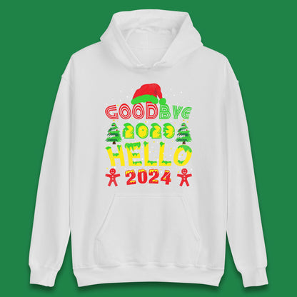 Good Bye 2023 Hello 2024 Merry Christmas Funny Happy New Year Xmas Unisex Hoodie