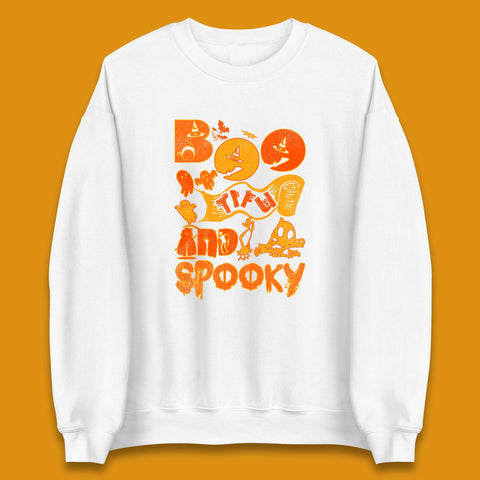 Boo Tiful and Spooky Halloween Horror Scary Boo Ghost Spooky Season Unisex Sweatshirt