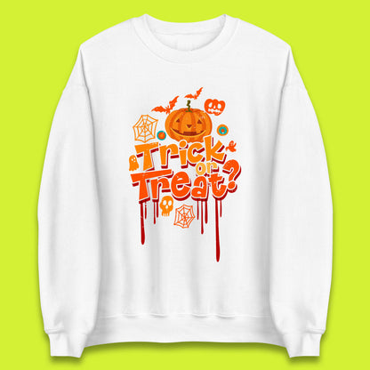 Trick Or Treat Halloween Pumpkin Blood Dripping Horror Scary Spooky Season Unisex Sweatshirt