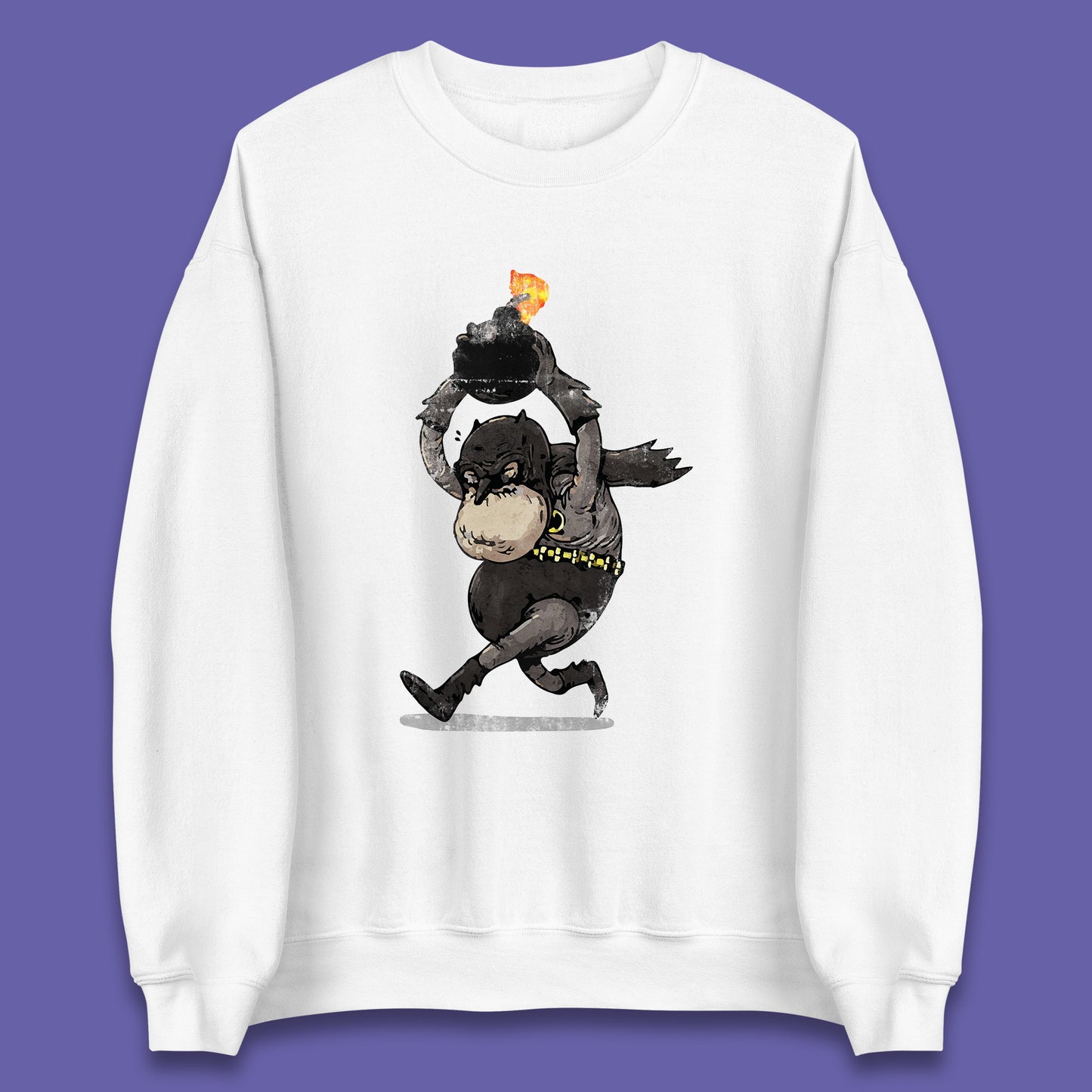 Old Batman Throwing Bomb Comic Book Art Aging Superhero DC Comics Fictional Character Unisex Sweatshirt