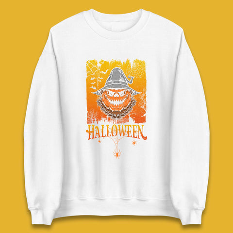 Angry Halloween Scary Evil Pumpkin Funny Pumpkin Head With Fire Eyes Scary Spooky Season Unisex Sweatshirt