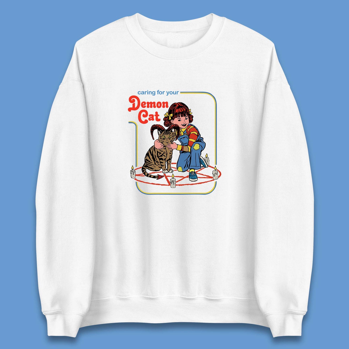 Caring For Your Demon Cat Creepy Incantation Halloween Aesthetic Cat Unisex Sweatshirt