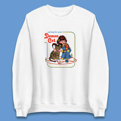 Caring For Your Demon Cat Creepy Incantation Halloween Aesthetic Cat Unisex Sweatshirt