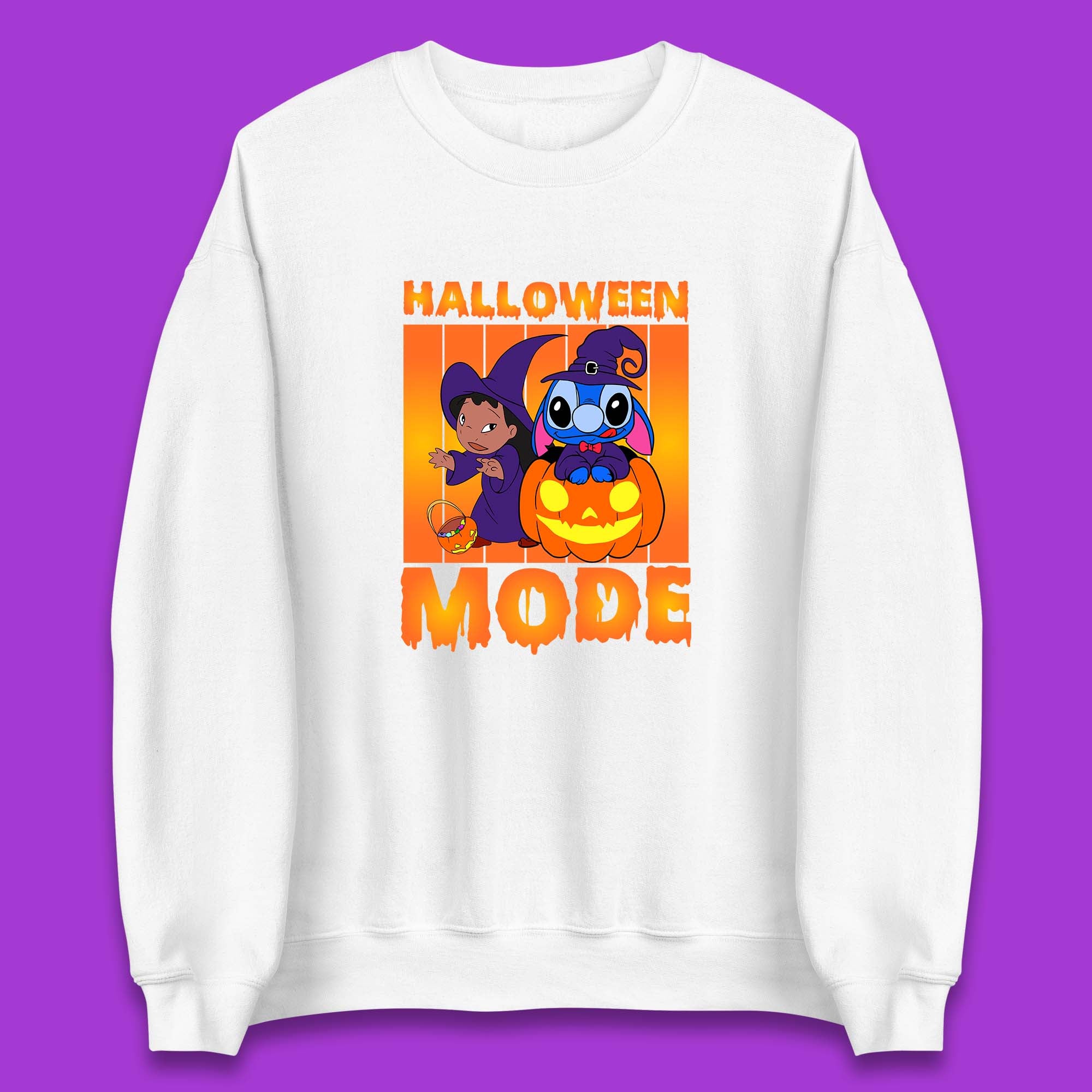 Halloween Mode Disney Lilo & Stitch Halloween Pumpkin Witch Hat Stitch Spooky Disneyland Trip Unisex Sweatshirt