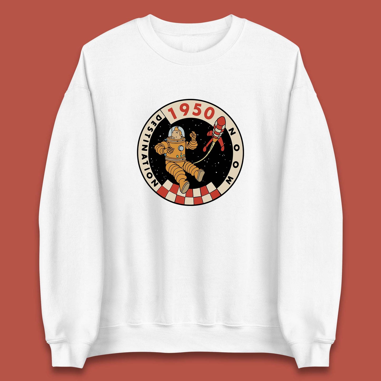 Destination Moon 1950 Astronaut Tintin The Lunar Rocket Retro Comic Space Adventure Unisex Sweatshirt