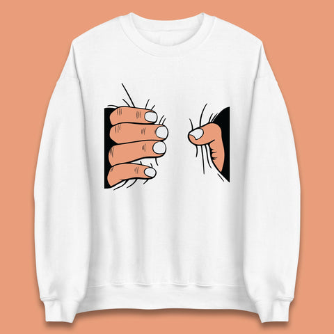 Crushing Handshake Big Hand Squeezing Funny Hand Grabbing Photographic Unisex Sweatshirt