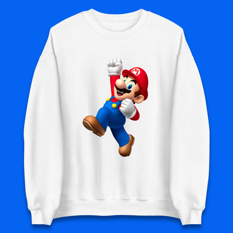 Super Mario Jumping In Happy Mood Funny Game Lovers Players Mario Bro Toad Retro Gaming Unisex Sweatshirt