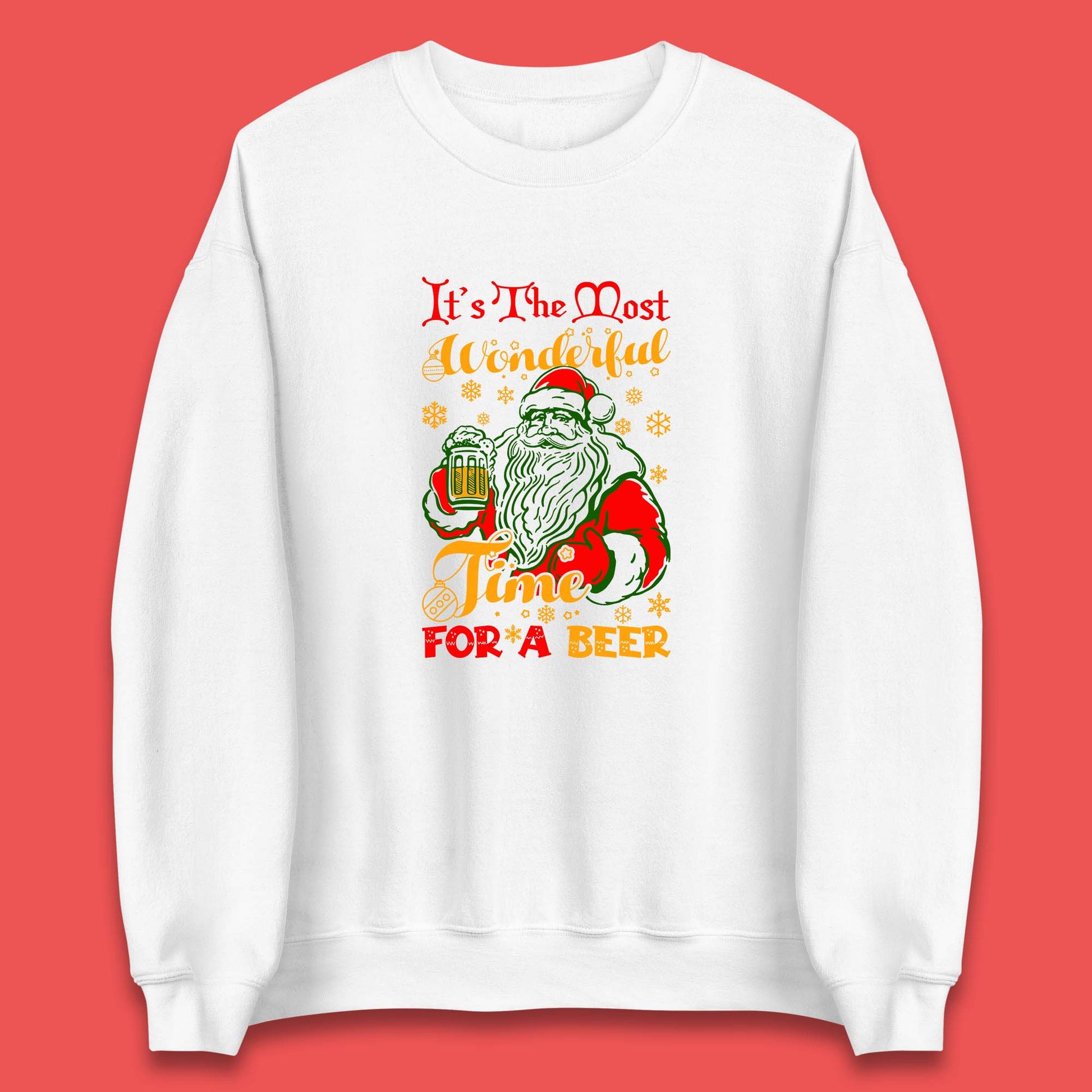 santa drinking beer sweatshirt