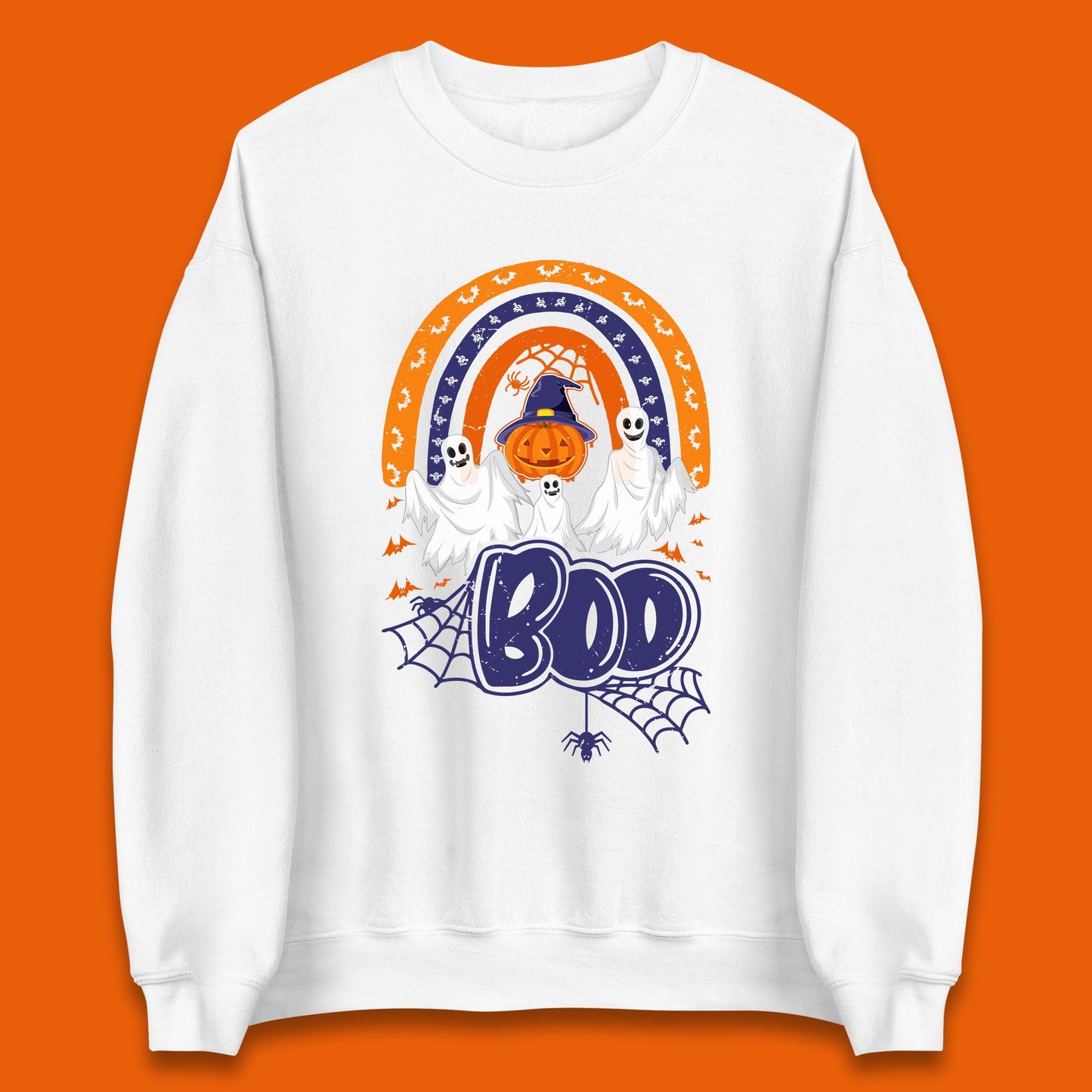 Halloween Boo Ghosts With Witch Pumpkin Scary Spooky Season Unisex Sweatshirt