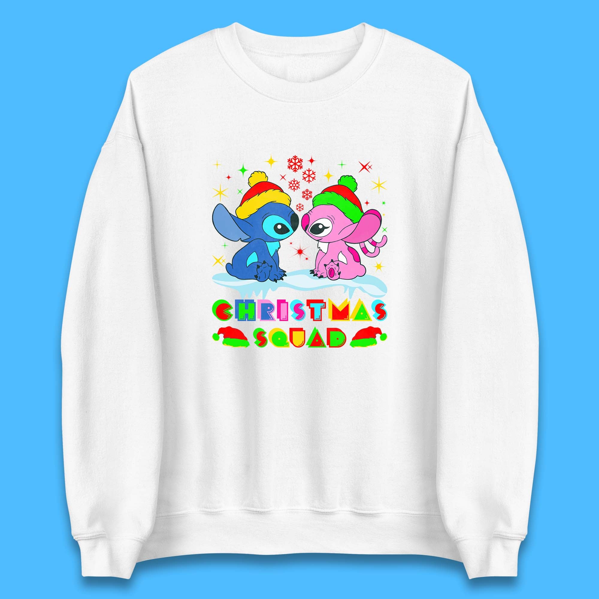 Christmas Squad Disney Christmas Stitch And Angel Xmas Lilo & Stitch Unisex Sweatshirt