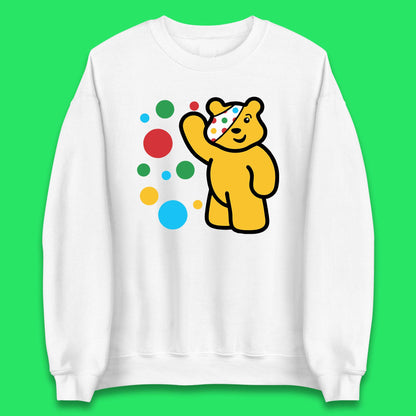 Spotty Pudsey Bear Hand Waving Dotty Spot Fundraising Children In Need Spotty Bear Spotty Day Unisex Sweatshirt