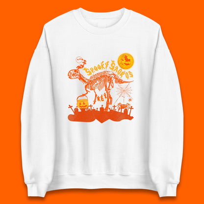 Spooky Saurus Rex Halloween Dinosaur Skeleton T-Rex Scary Pumpkin Unisex Sweatshirt