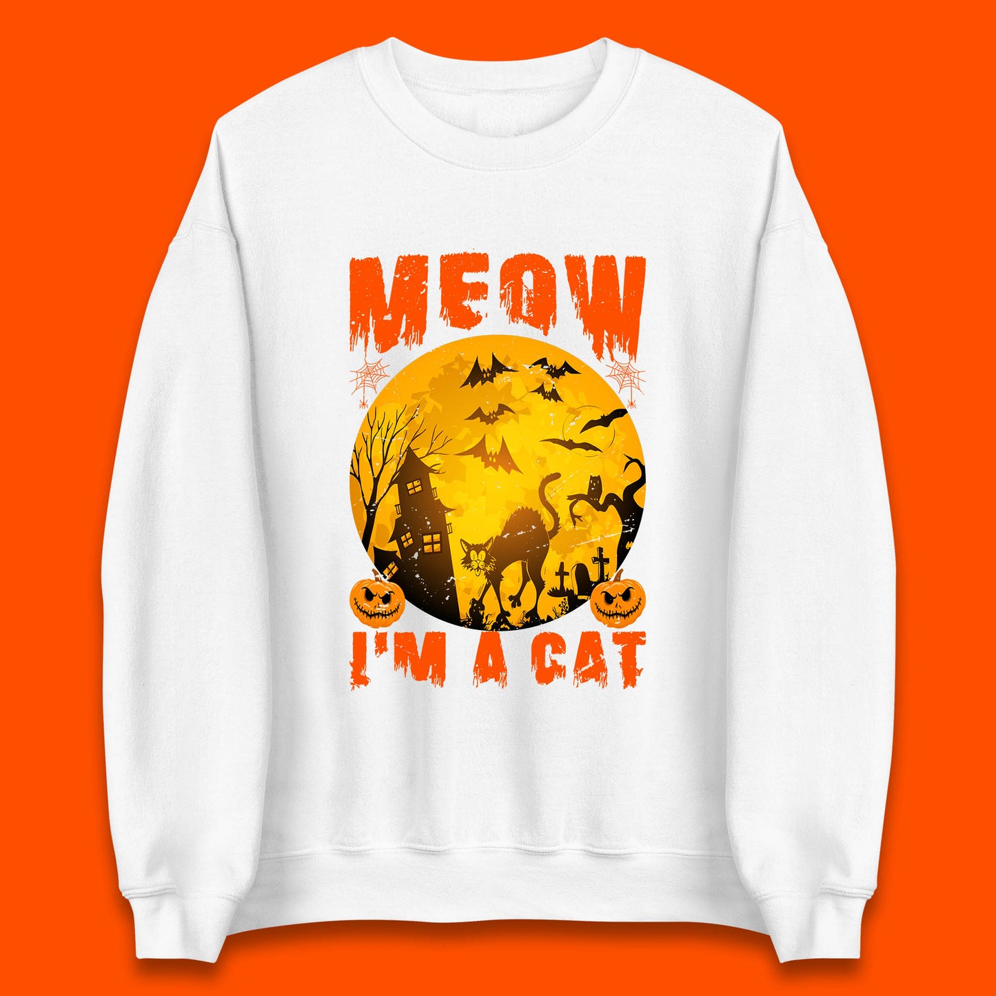 Meow I'm A Cat Halloween Black Cat Horror Scary Haunted House Unisex Sweatshirt