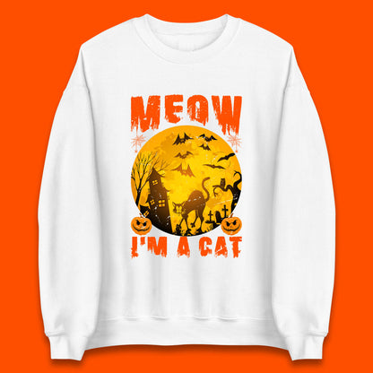 Meow I'm A Cat Halloween Black Cat Horror Scary Haunted House Unisex Sweatshirt