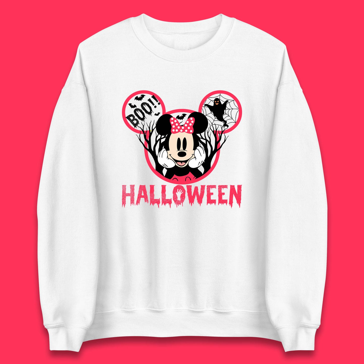 Disney Halloween Mickey Mouse Minnie Mouse Boo Ghost Horror Scary Disneyland Trip Unisex Sweatshirt