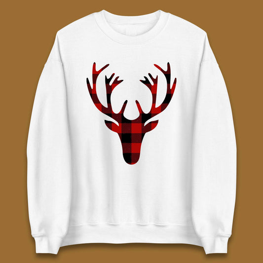 merry christmas buffalo plaid deer head sweatshirt